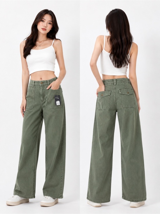 Universal Thread Denim - Universal Thread Olive Green High-Rise Wide Leg Jeans